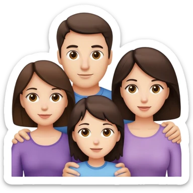 brunette daughter, blonde daughter, brunette father, brunette mother, brunette son sticker