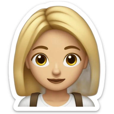 mujer rubia de pelo corto y ojos marrones con su perro pequeño negro y marrón en brazos sticker