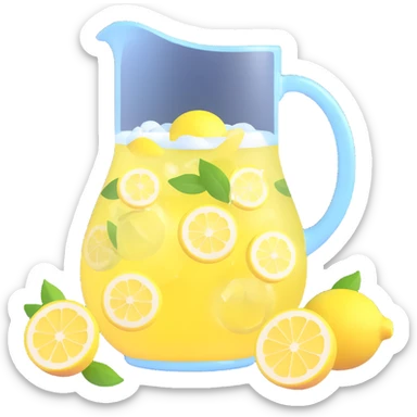 pitcher of lemonade with ice cubes sticker