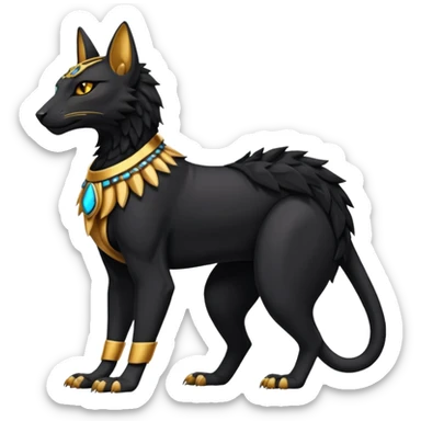 Black Dark Furry Fluffy Modern Futuristic Cyber-Salandit-Bastet-Anubis-fusion full body sticker