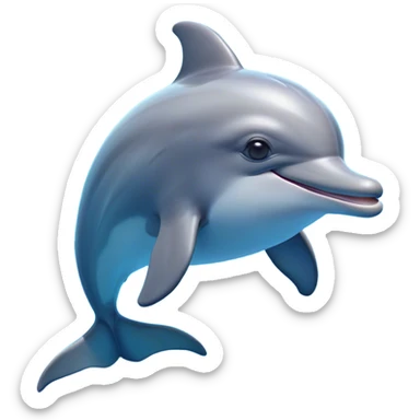 Cinematic Comical Bottlenose Dolphin Portrait Emoji, Head tilted dramatically with an exaggeratedly amused expression, featuring a sleek, shiny glossy body with wide, comically expressive eyes full of playful disbelief and a quirky, animated dorsal fin, Simplified yet hilariously expressive features, highly detailed, glowing with a slightly sassy aquatic glow, high shine, dramatic yet playful, stylized with an air of cheeky marine mischief, soft glowing outline, capturing the essence of a meme-worthy dolphin that looks ready to side-eye its way into viral fame! sticker
