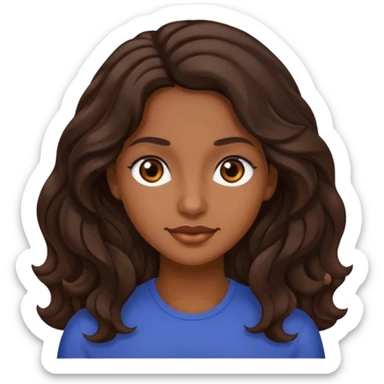 mujer trigueña oscura ,  pelo ondulado,  pelo largo  color marron oscuro, ojos marrones oscuros sticker