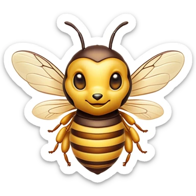 Cinematic Cute Hornet Portrait Emoji, Head tilted playfully and inquisitively, featuring a compact, delicately striped body with adorable, round eyes and subtly detailed wings, Simplified yet irresistibly adorable features, highly detailed, glowing with a warm, inviting glow, high shine, affectionate and lively, stylized with a touch of whimsical insect charm, soft glowing outline, capturing the essence of a mischievous yet endearing hornet that seems as if it could buzz out of the screen into your arms! sticker