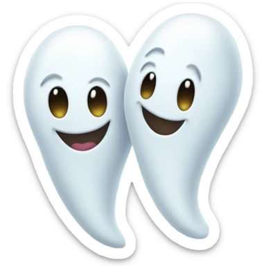 Two happy ghosts best friends hearts sticker