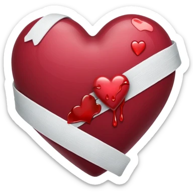 Heart bandaged burgendy shjny sticker