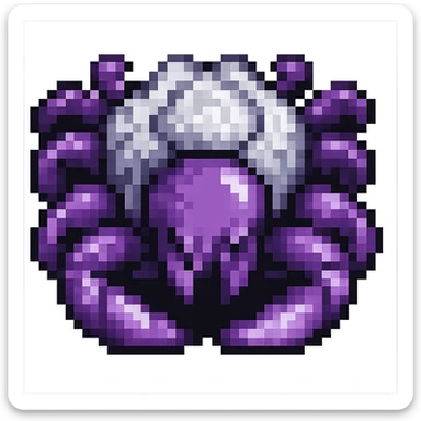 hermit crab should be violet and the shell should be white, pixel art style sticker