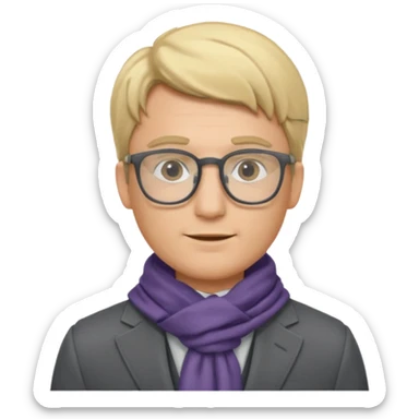 gray scarf male blond hair with suit glasses sticker