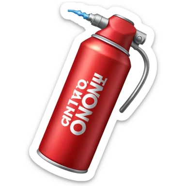 red spray can that says the following specific words *Anti-cornball spray* on it sticker