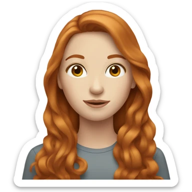 pale pretty woman with long ginger-brown hair sticker