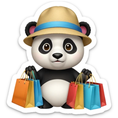 Panda shopper with bags too the mall  sticker