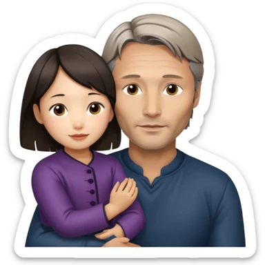 mads mikkelsen holds asian girl by the girl  sticker