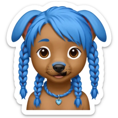 blue haired dog with braids sticker
