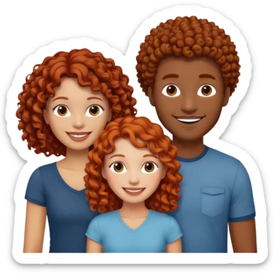 A couple with two black men and one curly redhead girl  sticker