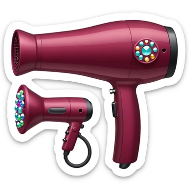 burgundy blow dryer covered in ges sticker