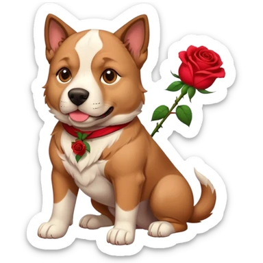 american stafford dog with a rose sticker