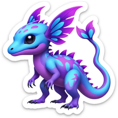 Exotic futuristic lush warm-colored neon tropical Fakémon-Fionbri-creature with cool-colored splash markings  sticker