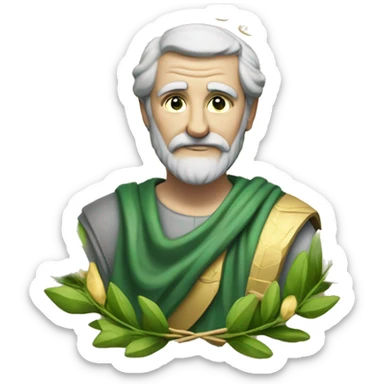 Aristotle holds a golden laurel wreath in his hand sticker