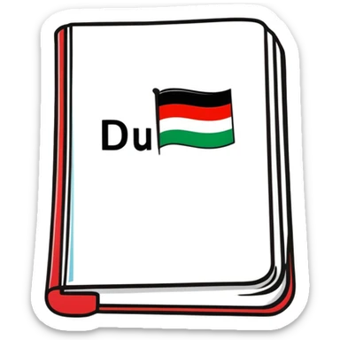Dictionary book cover with German and Italian flags, labeled Deutsch-Italiano Dictionary sticker