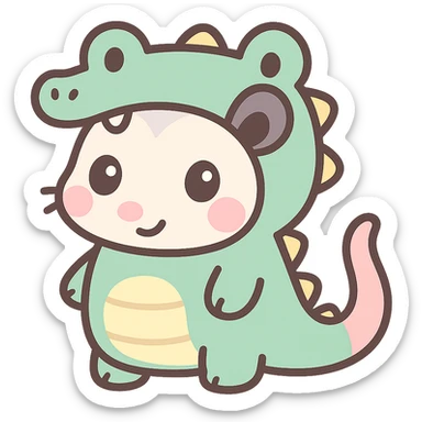 cute cartoon possum dressed up like an alligator sticker