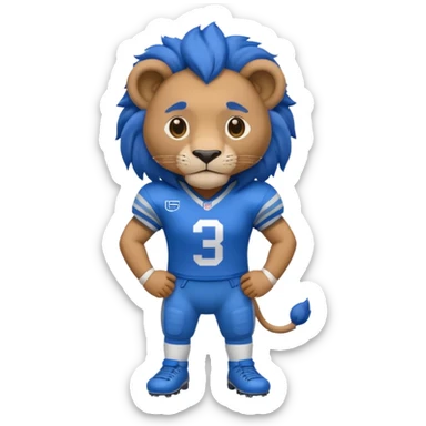 blue color lion wearing american football jersey sticker