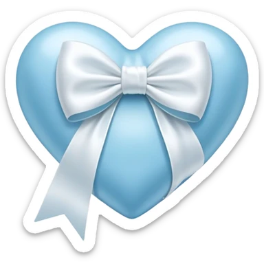 Light blue heart with wrapped white bow sticker