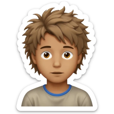 Un niño con forma de cara un poco estirada piel un poco morena y hombre sticker