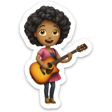Mujer joven cantando y tocando la guitarra sticker