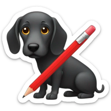 a sausagedog holding a red pencil sticker