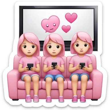 Light pink kids watching tv sticker