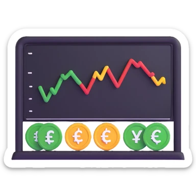price analysis dashboard with euro dollar pound yen currency symbols sticker