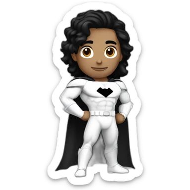 white super hero wiht black hair with text "JV" sticker