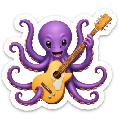 happy octopus with multiple arms playing guitar sticker