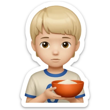 Can you make a kid with a bowl cut with 6 7 on his shirt  sticker