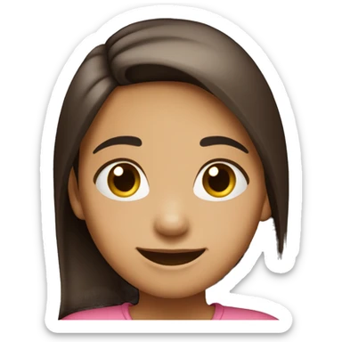 Girl approximately 10 years old, long dark brown straight hair happy love elated sticker