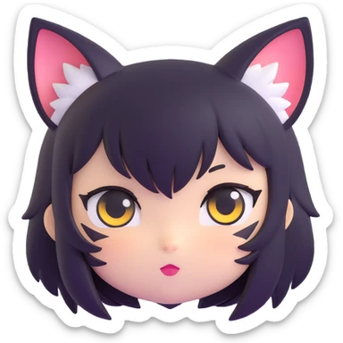 chibi anime catgirl face, playful sticker