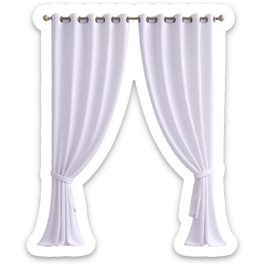 simple noren curtain, 3D icon style, white color, dimensional, transparent background sticker