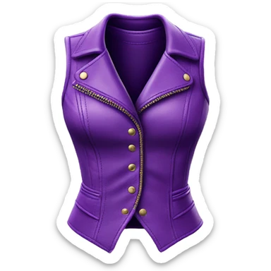 Realistic isolated purple leather feminine fashion hater top vest. sticker
