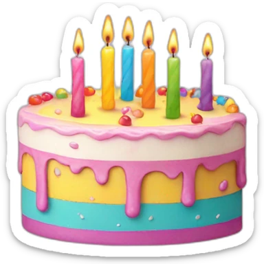 smiling cake colorful candles 15 sticker