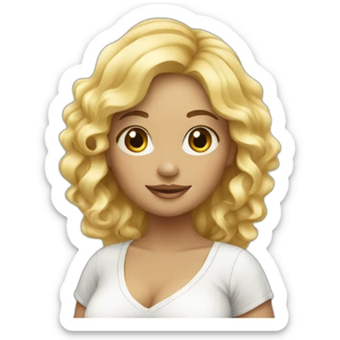 adorable pregnant blond full body women with beach-wave-hair sticker