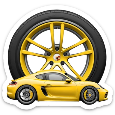 Matte White colored exterior 2024 Porsche 718 Cayman GTS 4.0 with "yellow ceramic brake calipers" only and dark silver anthracite rims sticker