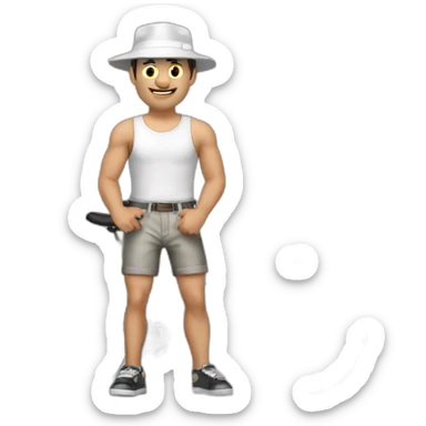 hombre gordo piel blanca gorra bermudas y bicicleta sticker