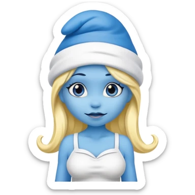 blue skinned Smurfette sticker