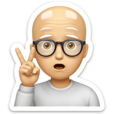 Generate a emoji head base with a shocked expression with a finger pushing the glasses down a little bit make the glasses tipped and make the head full yellow with a slight tint at the top with no hair sticker