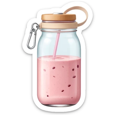 Minimal airport snack moment: clear infused water glass, pastel pink smoothie jar, beige bag strap visible sticker
