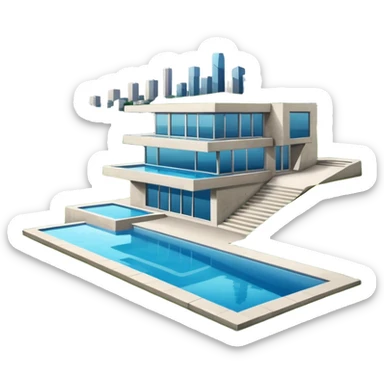 modern house on the hill, with a pool ON THE HILL WITH VIEW AT THE CITY sticker