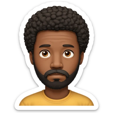 black man with beard, mustache, and short afro sad sticker