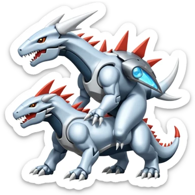 Futuristic Reshiram-Kyurem-Steelix-Lairon-Aggron-Genesect-fusion sticker