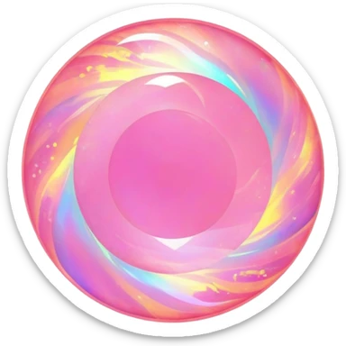 round cut pink fire opal with intense holographic flashes and swirling color play sticker