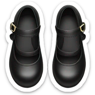 Pair of Black Mary Jane’s flat schoolgirl shoes black insides sticker