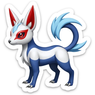 Garurumon-Meloetta-Zangoose-Absol-fusion-hybrid-creature (full body) sticker